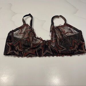Savage X Fenty Black and Brown Star Lace Bralette